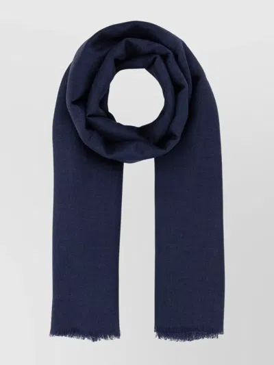 Weekend Max Mara Cashmere Blend Rauche Scarf With Fringed Edges In Blue