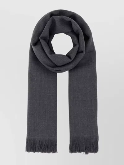 Weekend Max Mara Wool Ken Scarf Fringed Edges In Gray