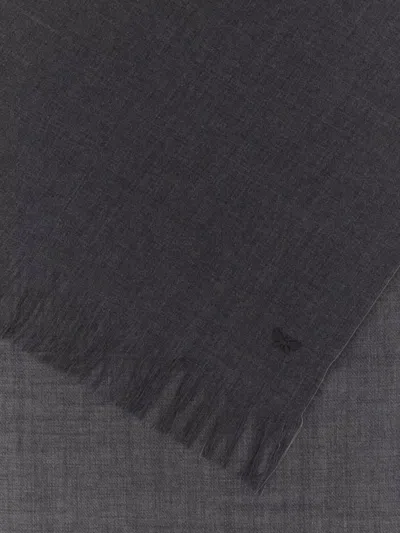 Weekend Max Mara Wool Ken Scarf Fringed Edges In Gray