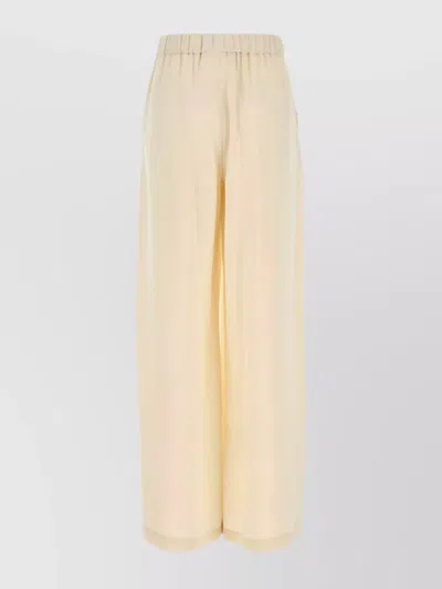 Max Mara Ivory Stretch Silk Boon Pant