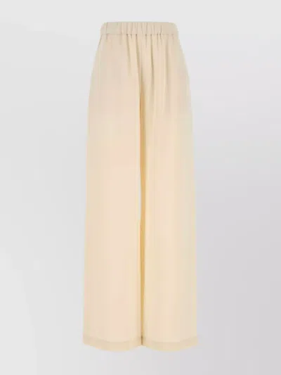 Max Mara Ivory Stretch Silk Boon Pant
