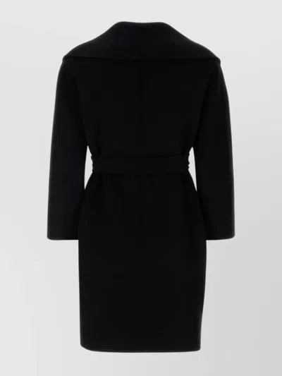 S Max Mara Wool Coat Messi Waist Sleeves In Black