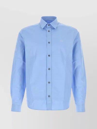 Prada Shirt Poplin Button-down Collar Long Sleeves In Blue