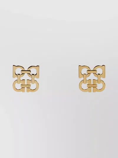 Ferragamo Geometric Design Metal Statement Earrings