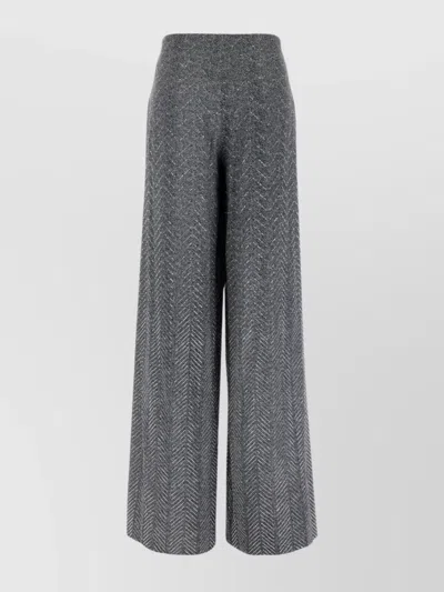 Ermanno Scervino Herringbone Drawstring Palazzo Pants In Gray