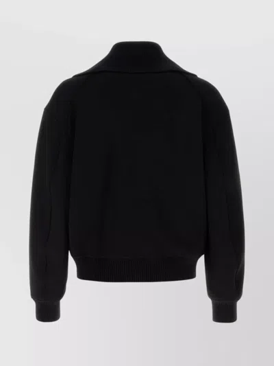 Jil Sander Black Wool Sweather With Zip Up Element