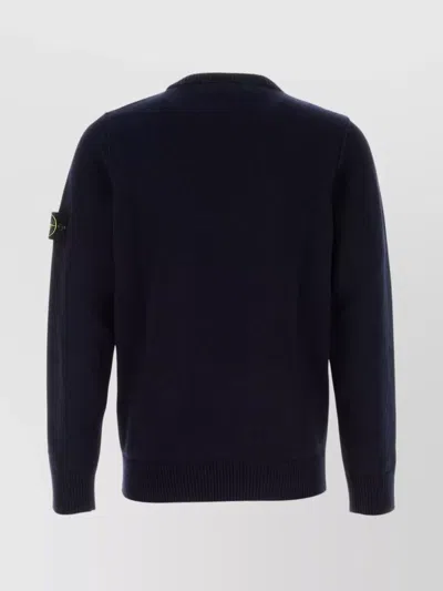 Stone Island Lightweight Wool Crew Neck Pullover In Blue