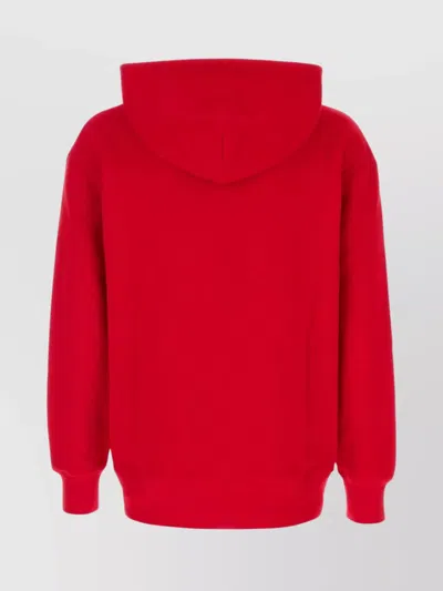 Valentino Cotton Sweatshirt With Hood And Graphic Print In Red