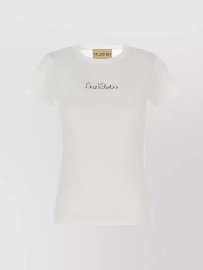 Valentino Cotton Crew Neck T-shirt With Short Sleeves In White