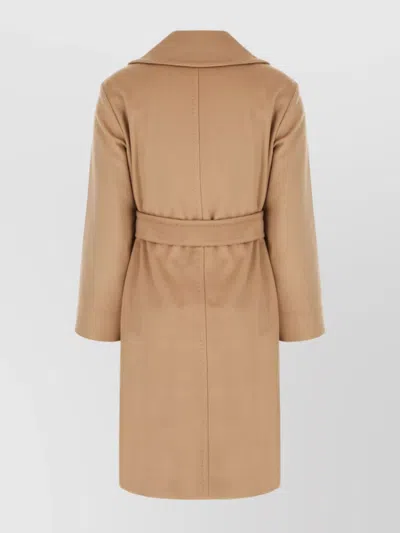 S Max Mara Waist Belted Long Sleeve Coat In Brown