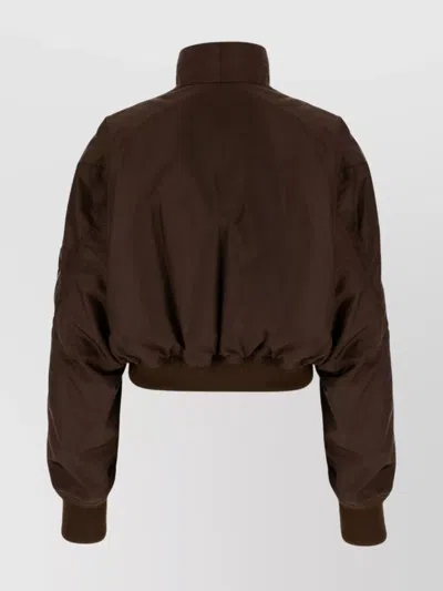 Givenchy Cropped Flap Pocket Jackets With High Collar In Brown