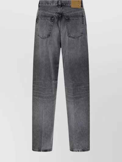 Haikure Washed Jeans Five-pocket Contrast Stitching In Gray