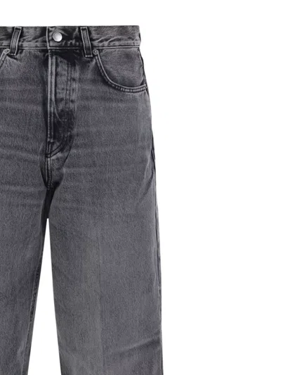 Haikure Washed Jeans Five-pocket Contrast Stitching In Gray
