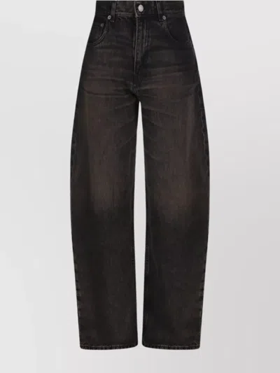 Haikure High-rise Wide-leg Jeans With Belt Loops In Black