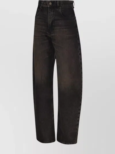 Haikure High-rise Wide-leg Jeans With Belt Loops In Black