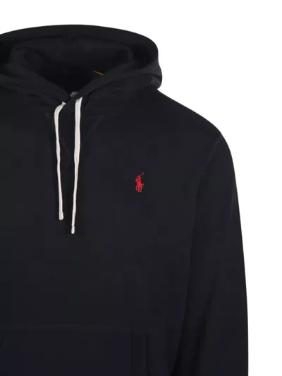 Ralph Lauren Hooded Sweatshirt Drawstring Hood In Black