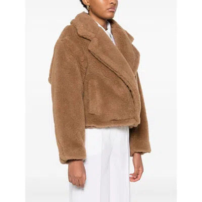 Max Mara Textured Camel Coat With Classic Lapel In Brown