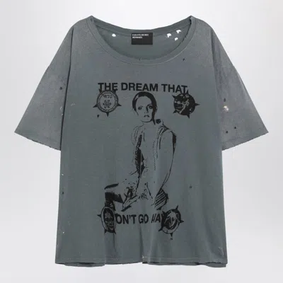 Enfants Riches Deprimes Blue Vintage-effect T-shirt With Print And Distressing In Gray
