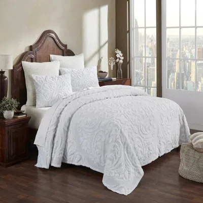 Hivvago 100-percent Cotton Chenille 3-piece Coverlet Bedspread Set In White In White