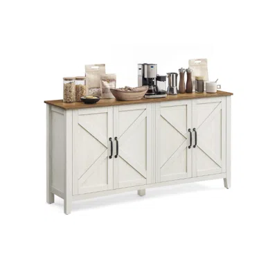 Breebe Buffet Storage Cabinet With Adjustable Shelves In White