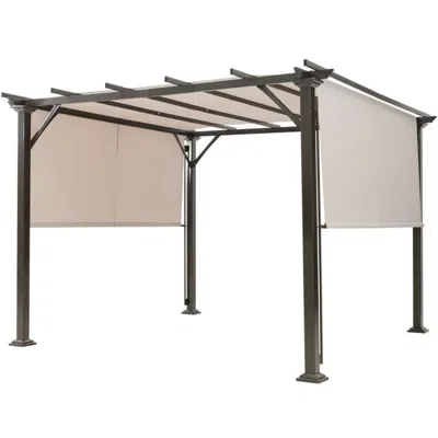 Hivvago Modern 10 X 10 Ft Heavy Duty Metal Frame Pergola Gazebo With Beige Canopy In Neutral