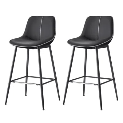 Breebe Bar Height Bar Stools With Back Set Of 2 In Gray