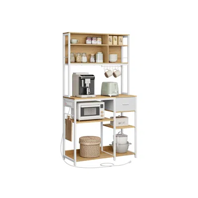 Breebe Bakers Rack With Charging Station In White