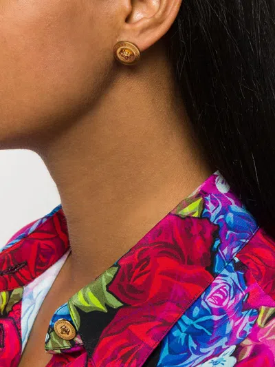 Versace Tribute Medusa Stud Earrings In Gold