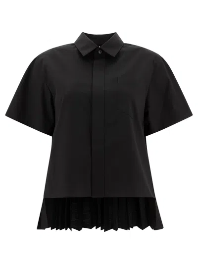 Sacai Cotton Poplin Shirt Shirts Black In Black