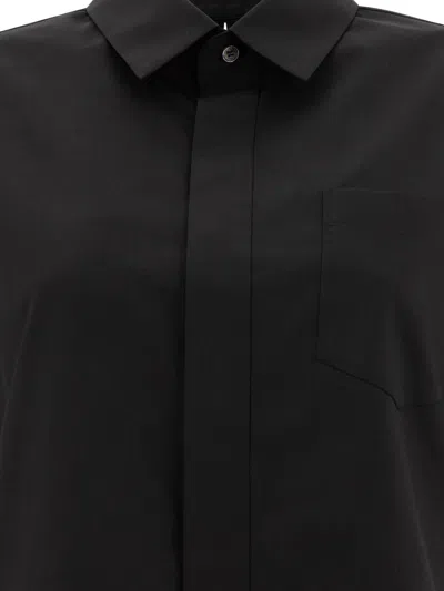 Sacai Cotton Poplin Shirt Shirts Black In Black