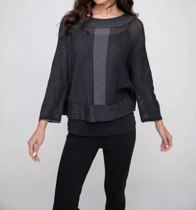 Liv By Habitat Tone Mesh Go To Topper Long Sleeve Sweater Top In Charcoal