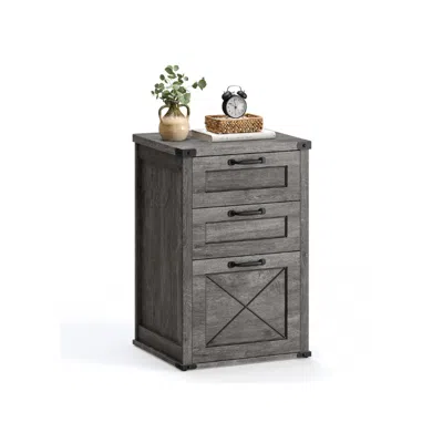 Breebe File Cabinet With 3 Drawers, Fit A4 In Gray
