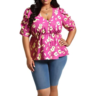 Jessica Simpson Plus Womens Printed Knit Button-down Top