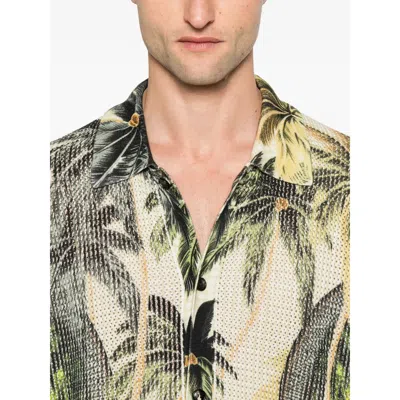 Amiri Convertible-collar Printed Satin-jacquard Shirt