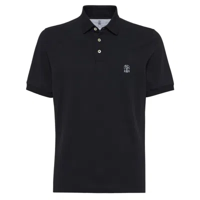 Brunello Cucinelli Midnight Polo Shirt With Buttoned Placket