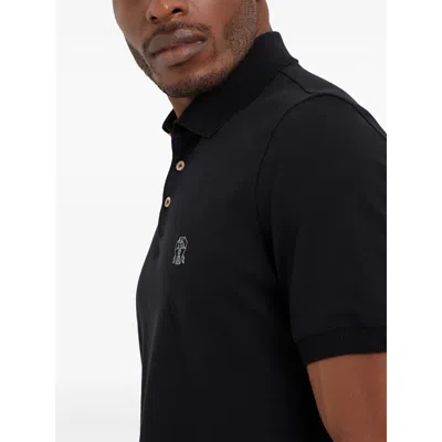 Brunello Cucinelli Midnight Polo Shirt With Buttoned Placket