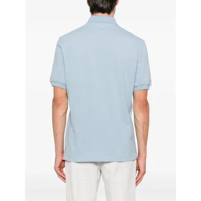 Brunello Cucinelli Polo Shirt With Soft Collar In Blue