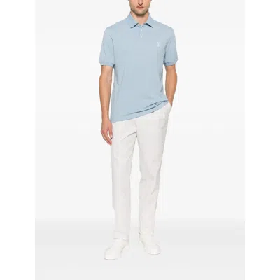 Brunello Cucinelli Polo Shirt With Soft Collar In Blue