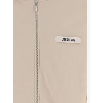 Jacquemus Grosgrain-trimmed Zippered Hoodie With Logo Detail In Yellow