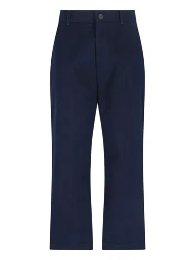 Studio Nicholson Straight Leg Trousers With Pockets And Loops In Blue