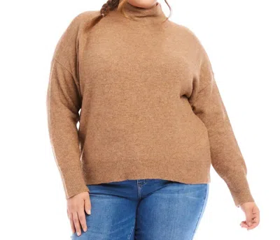Karen Kane Plus Size Mock Neck Sweater In Walnut In Brown