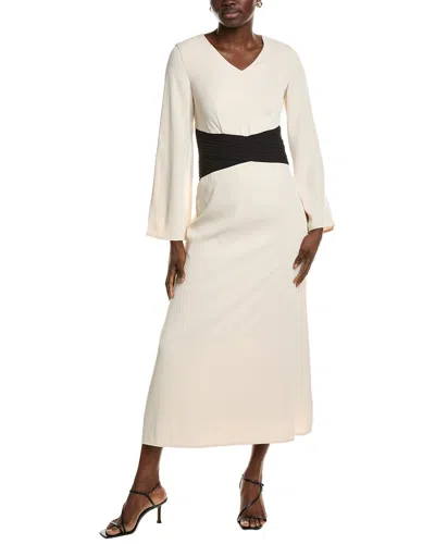 Pascale La Mode Pleated Waist Midi Dress In Neutral