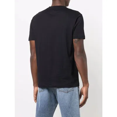 Emporio Armani Black Crewneck T-shirt With Logo Embroidery On The Front In Black