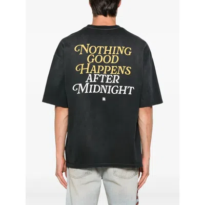 Amiri Night Graphic Print Crew Neck Short Sleeves In Black