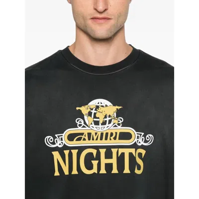 Amiri Night Graphic Print Crew Neck Short Sleeves In Black