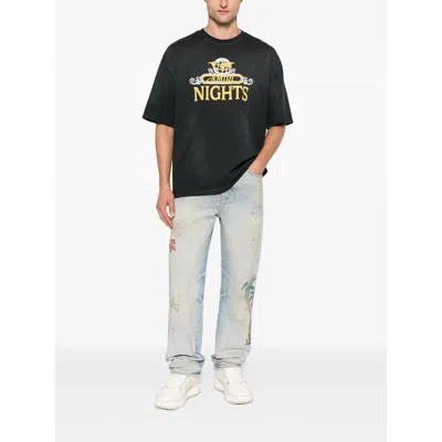 Amiri Night Graphic Print Crew Neck Short Sleeves In Black