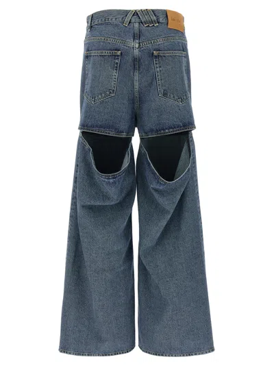 Attico Light Blue Cut-out Jeans In Blue