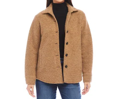 Karen Kane Brushed Shirt Jacket In Camel