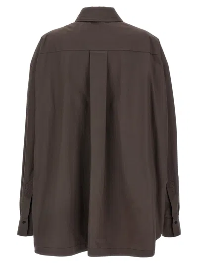 Attico Diana Oversized Cotton Poplin Shirt In Brown