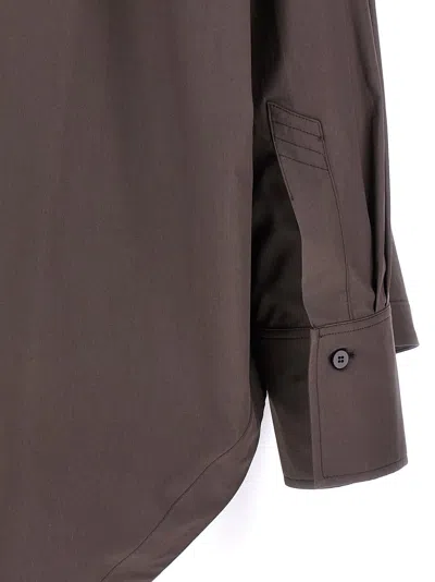 Attico Diana Oversized Cotton Poplin Shirt In Brown